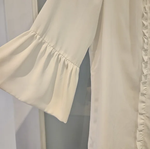 Ruffle accented, tie neck blouse - Picture 2 of 7